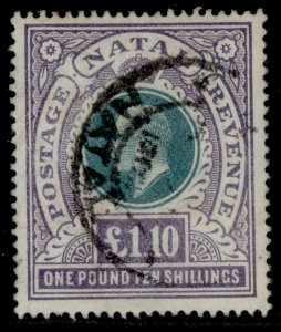 SOUTH AFRICA - Natal EDVII SG143, £1.10s green & violet FINE USED. Cat £130. CDS