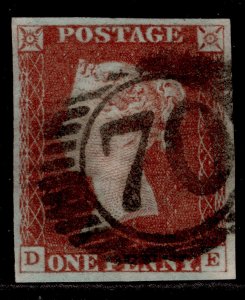 GB QV SG8, 1d red-brown, FINE USED. Cat £35. DE 