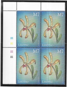 Lesotho #1191  7m Orchids of the World margin block (MNH) CV $4.00