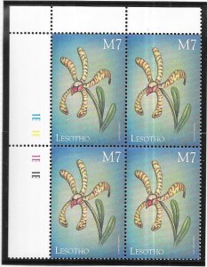 Lesotho #1191  7m Orchids of the World margin block (MNH) CV $4.00