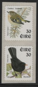 Ireland 1998-99 MNH Sc 1115d 30p Blackbird, Goldcrest Perf 11 x 11.25 Coil Pair