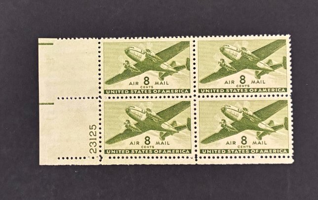 US #C26 Mint VF LH OG, LL Plate Block #23125. Fresh.   17397