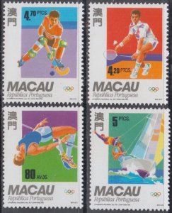 MACAO Sc # 674-7 CPL MNH SET of 4 DIFF - 1992 SUMMER BARCELONA OLYMPICS