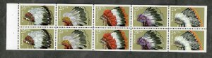 2505a Indian Headdresses MNH booklet pane - Plate #2