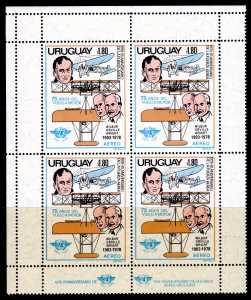 Uruguay 1979 Sc# C437 POWERED FLIGHT 75th.ANNIVERSARY/WRIGHT BROTHERS Block of 4