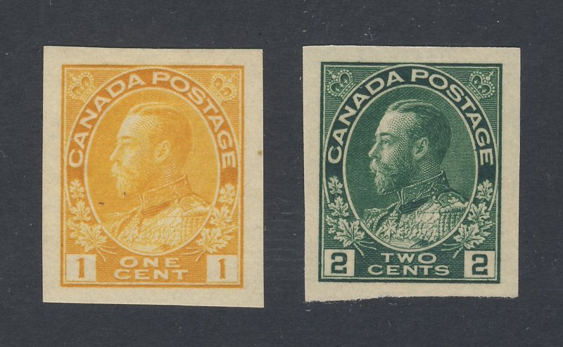 2x Canada  Admiral Imperforate Stamps #136-1c  #137-2c Guide Value = $100.00