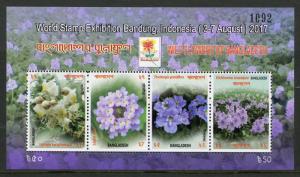 Bangladesh 2017 MNH Wild Flowers Bandung World Stamps Exhibition 4v M/S Stamps