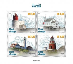 SAO TOME - 2020 - Lighthouses - Perf 4v Sheet - Mint Never Hinged