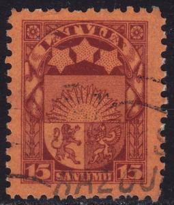 Latvia - 1927 - Scott #145 - used - National Arms