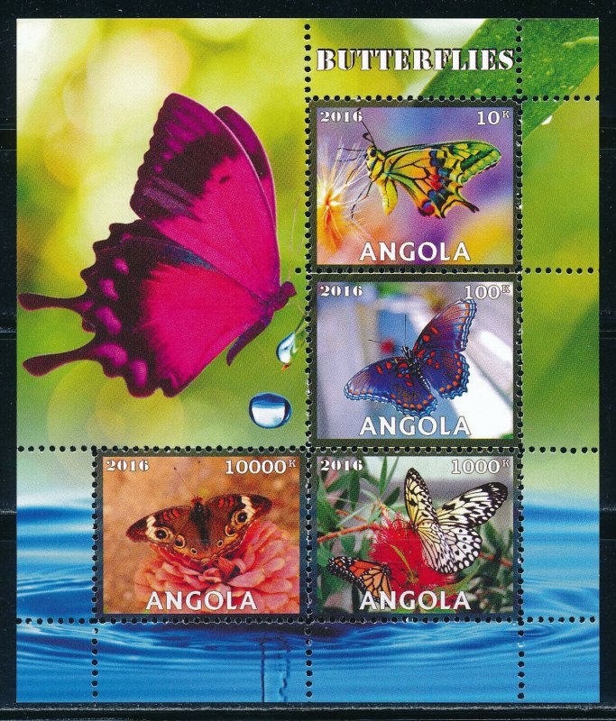 Angola - Colorful Butterflies MNH Sheet (2016)