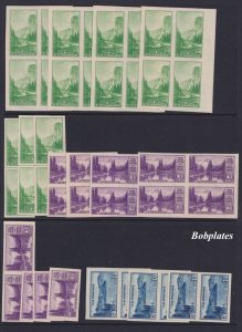 BOBPLATES #756, 758, 751 Group of Blocks, Pairs and Singles XF NH SCV=$40+