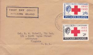 Pitcairn Islands 1963 Red Cross Centenary First Day Cover Typed Address  VF