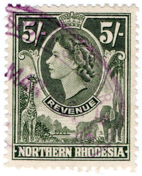 (I.B) Northern Rhodesia Revenue : Duty Stamp 5/-