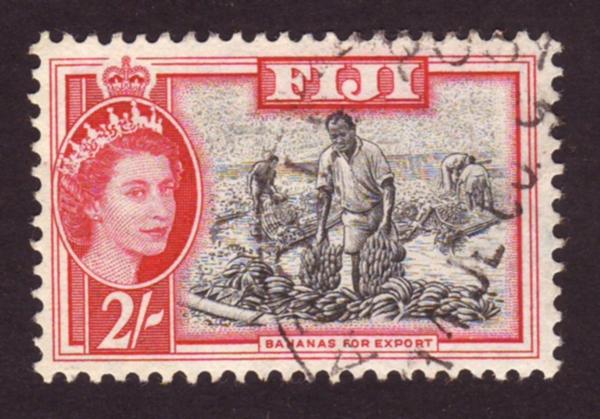 Fiji 1956 SG291 2Shill Blk/Red Export Bananas & QEII Head VF