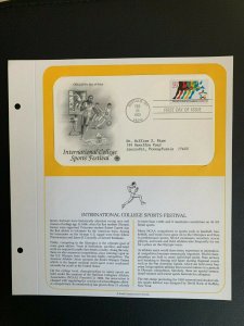 international college sports festival stamp FDC with introduction pages