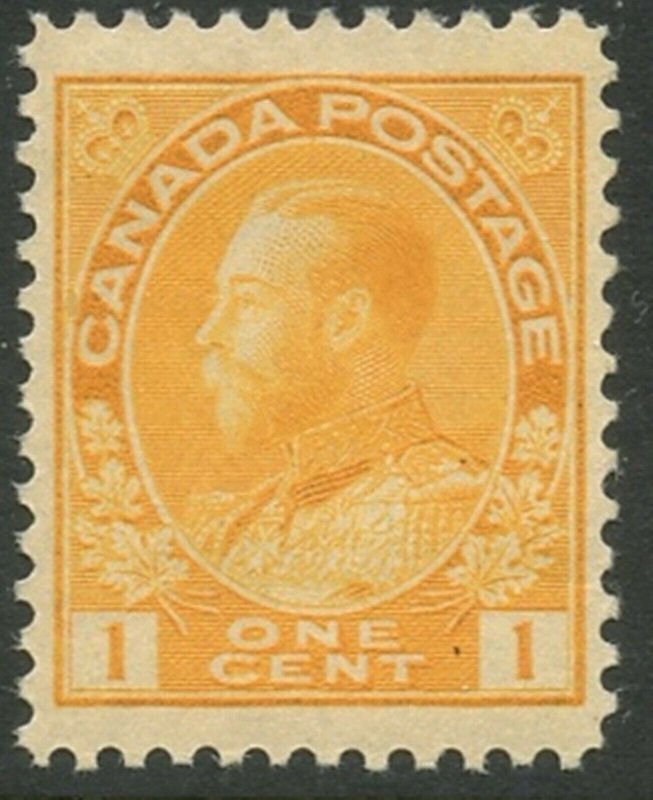 CANADA Sc#105 1922 1c KGV Orange Yellow ‘Admiral’ OG Mint with Mount Shine (cd)