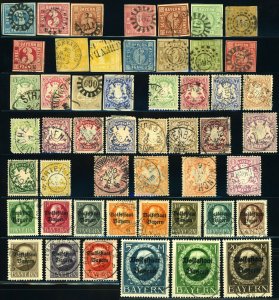 Early BAVARIA GERMAN State BAYERN Postage Stamp Collection Used