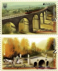 Ukraine 2018 Europa CEPT Bridges Railways set of 2 stamps MNH