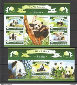 2015 Maldives Animals Bears Pandas 1Kb+1Bl ** Ml193