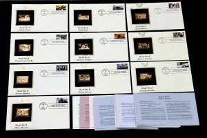 US #2981a-j FDC 22K Gold Replicas Set of 10 WWII Victory at Last