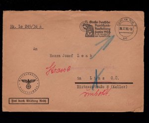 Germany Reich Chancellery Marking Violet Postal Auxiliary 1938 Radio Expo 4a