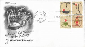 1979 FDC, #1608, 1610-1612, 50c-$5 Americana Series, Art Craft - combo