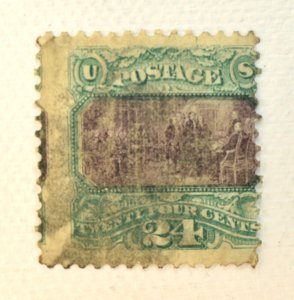 US STAMP SCOTT #120 24C PICTORIAL ISSUE FAULTY PERF, 1869