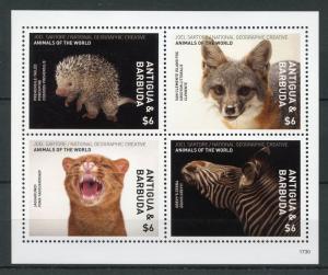 Antigua & Barbuda 2017 MNH Wild Animals of World 4v M/S Zebras Foxes Stamps