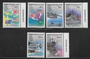 Norfolk Island 520-525 50th Battles of Coral Sea and Midway set MNH