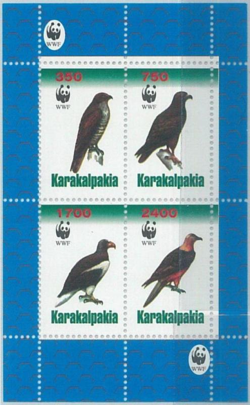 1995 - RUSSIAN STATE, SHEET: WWF, Birds of prey, Falcons, Fauna