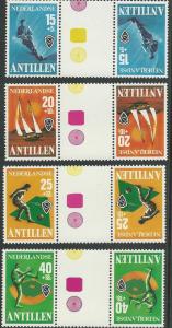 Neth. Antilles # B151-54 Water Sports GUTTER PAIRS (4) Mint NH