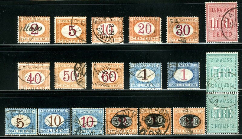 Italy #J4 / #J27 1870-1891 Postage Due Issues Used 18 Items