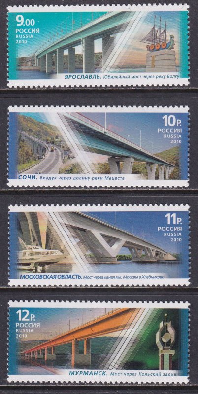 Russia 2010 Sc 7239-42 Bridges Stamp MNH