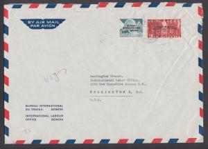 Switzerland Sc 3O80, 3O85 on 1955 ILO Geneva cover to ILO Washington, DC