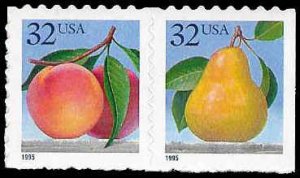 PCBstamps   US #2493/2494b Bk Pair 64c(2x32c)Peaches & Pears, MNH, (53)