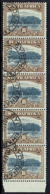 SOUTH AFRICA 1927 TABLE MOUNTAIN 10/- VERTICAL PAIR USED