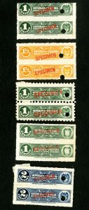 Colombia Stamps # 10 specimen stamps in perf and imperf pairs