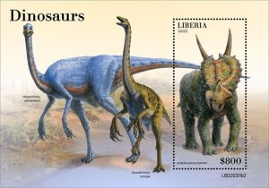 Liberia - 2022 Dinosaur on Stamps - Stamp Souvenir Sheet - LIB220311b2