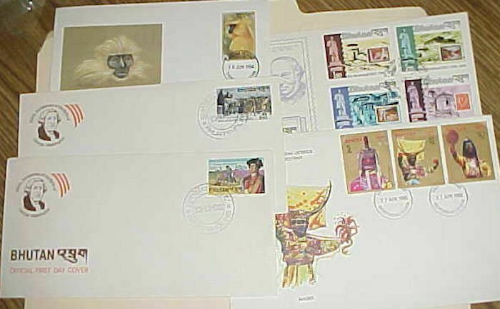 BHUTAN  FDC  5 DIFF. 1979-1985 CACHET UNADDRESSED