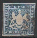 Mi:  15 used 1859 Wuerttemberg Cat € 1500.00