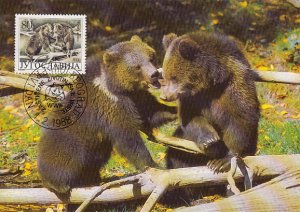 Yugoslavia 1988 Maxicard Sc #1881 80d Brown bear WWF