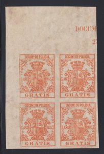 Cuba Jones BP170 MNH. 1875 orange GRATIS Police Documents fiscal, sound, VF.