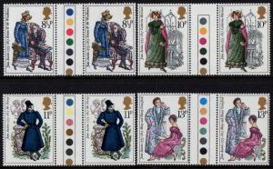 GB TRAFFIC LIGHT G/PAIRS (15a) Sg989-Sg992 1975, JANE AUSTEN, Mint (NH)