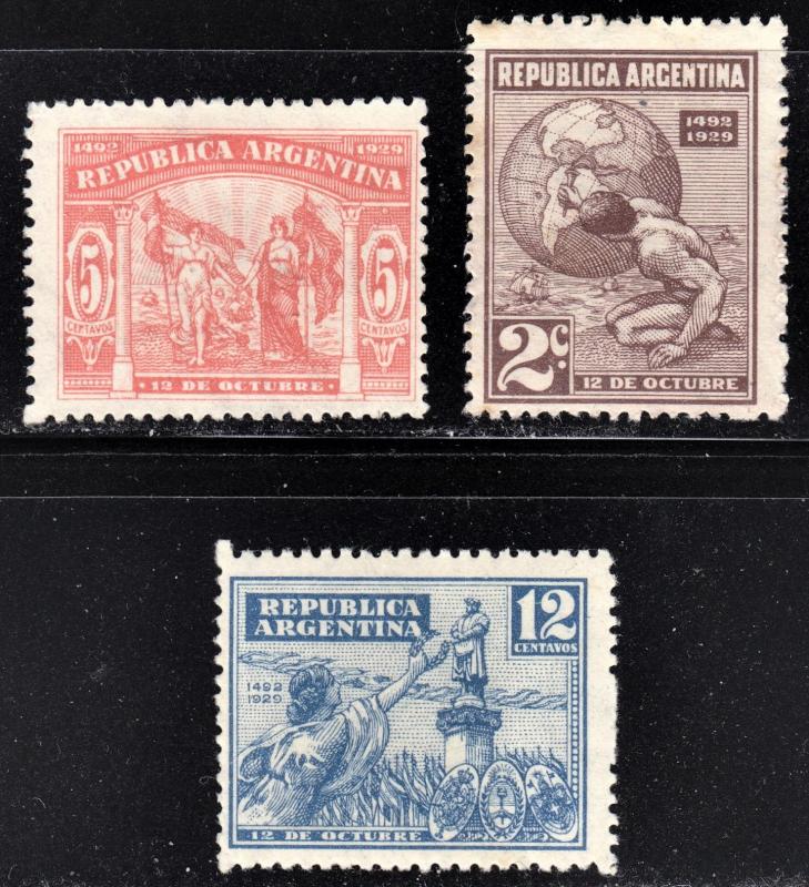 Argentina Scott 371-73  complete set  F to VF mint & unused no gum.