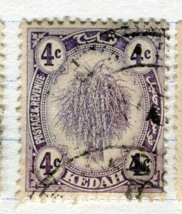 MALAYA  KEDAH 1922 early pictorial issue fine used 4c. value