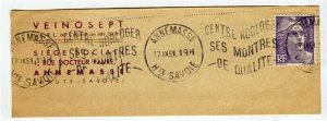 FRANCE; Fine early Full TPO POSTMARK PIECE, 1951 Annemasse