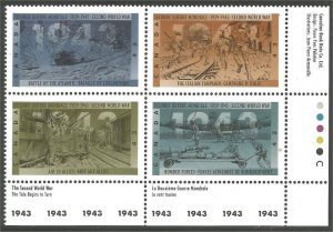 CANADA SC#1506a SECOND WORLD WAR 1943 LR BLOCK (1993 ) MNH