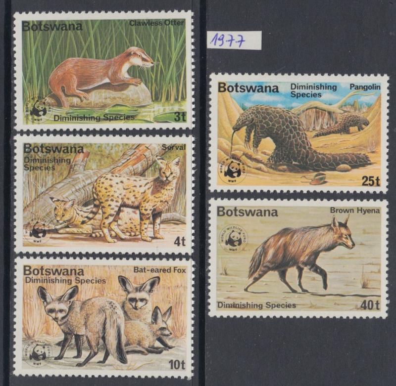 XG-BA003 BOTSWANA - Wwf, 1977 Wild Animals, Diminishing Species MNH Set
