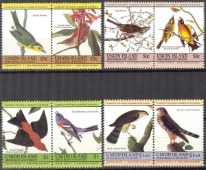 Union Island Grenadines of st Vincent 1985 Birds J. Audubon set of 8 MNH**