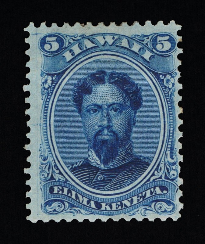 EXCELLENT GENUINE HAWAII SCOTT #32 F-VF MINT OG H 1886 BLUE ON WOVE PAPER #18958